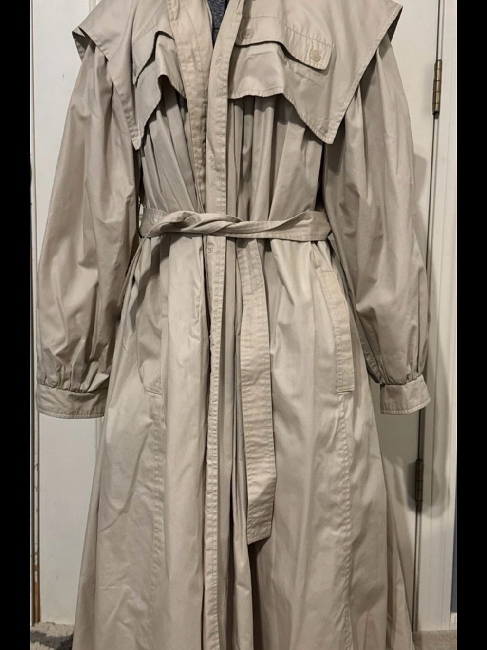 Vintage Light Beige Belted Trench Coat